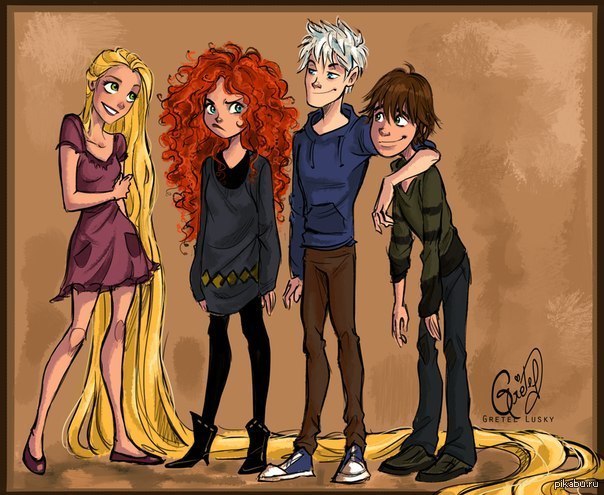 Let it be here - Cartoons, How to train your dragon, Rapunzel, Brave, rise of the Guardians, Rapunzel Tangled, Merida (Braveheart), Jack Frost, Hiccup, Art, Crossover