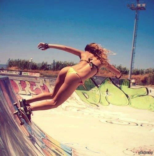 Naked Girl On Skateboard