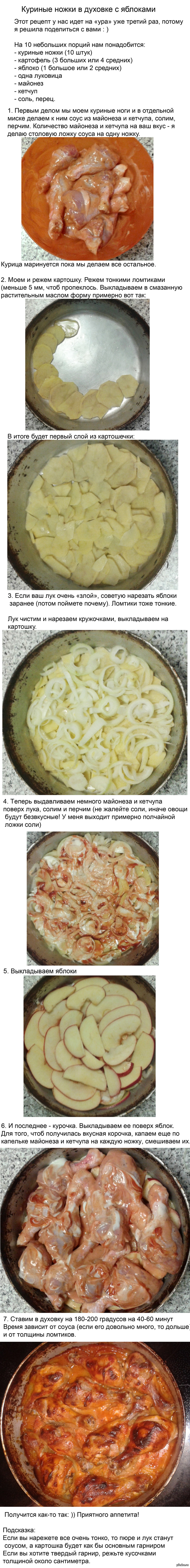 Куриные ножки с яблоками в духовке