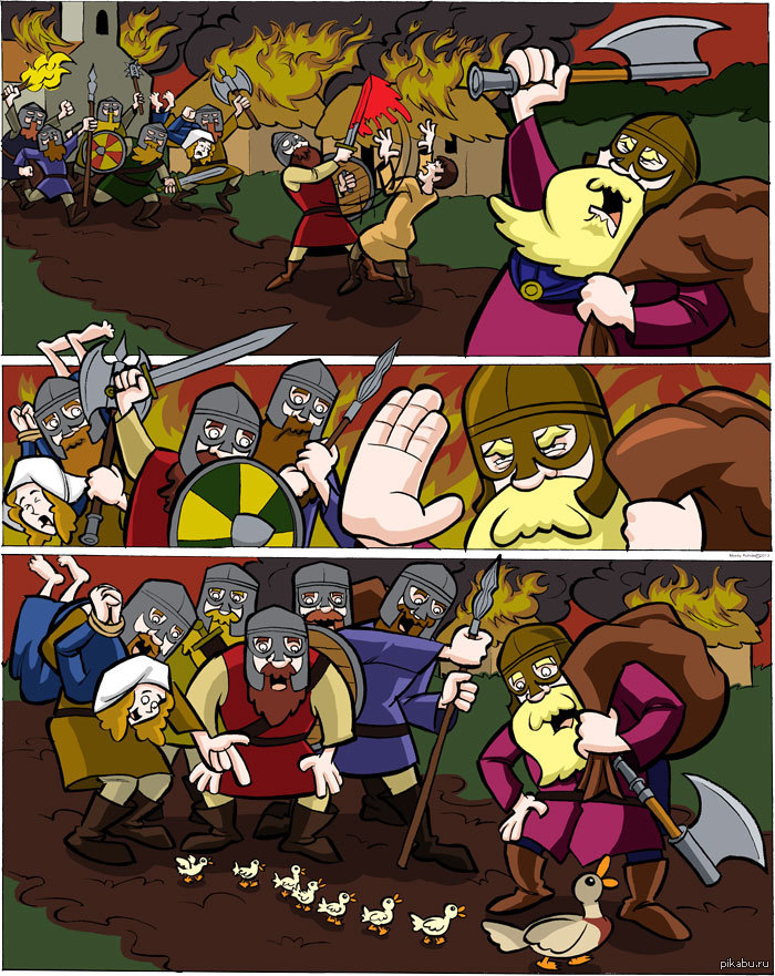 Terrible vikings - Comics, Interesting, Milota, Kindness, Duck