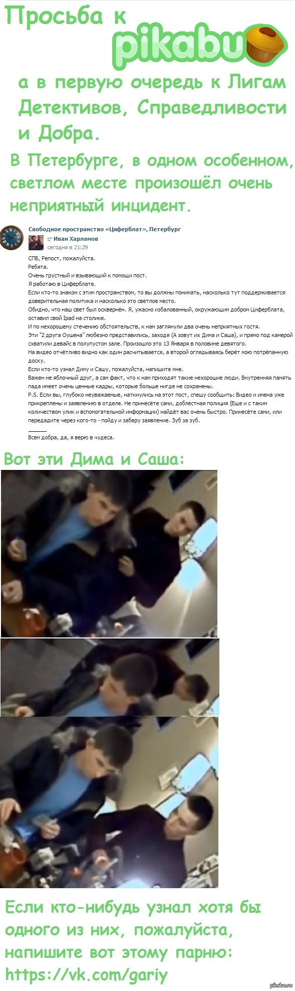 Пикабу, помогите найти воришек.