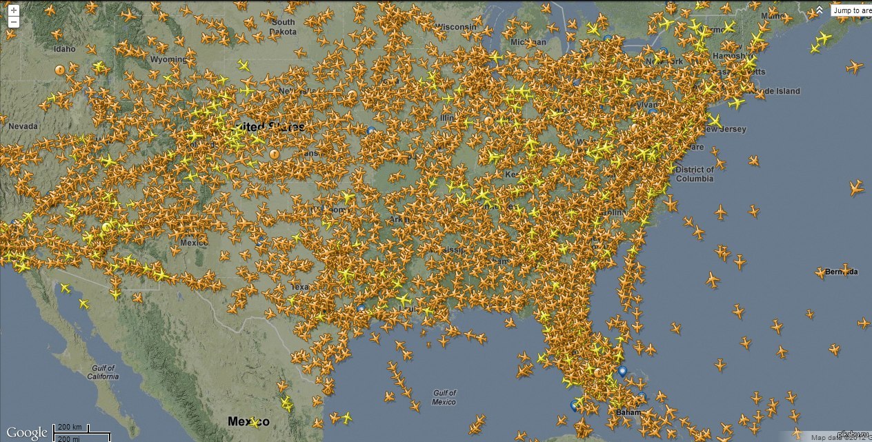 Карта самолетов в воздухе