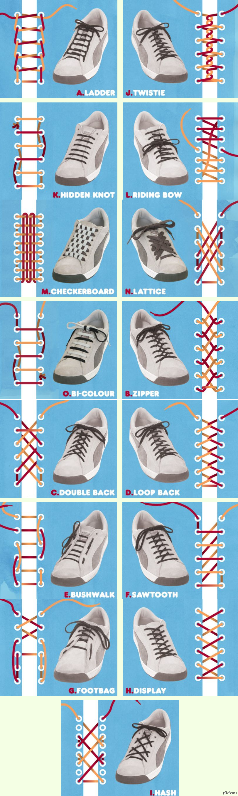 Как красиво завязать шнурки на кроссовках 5 дырок пошагово для девушек