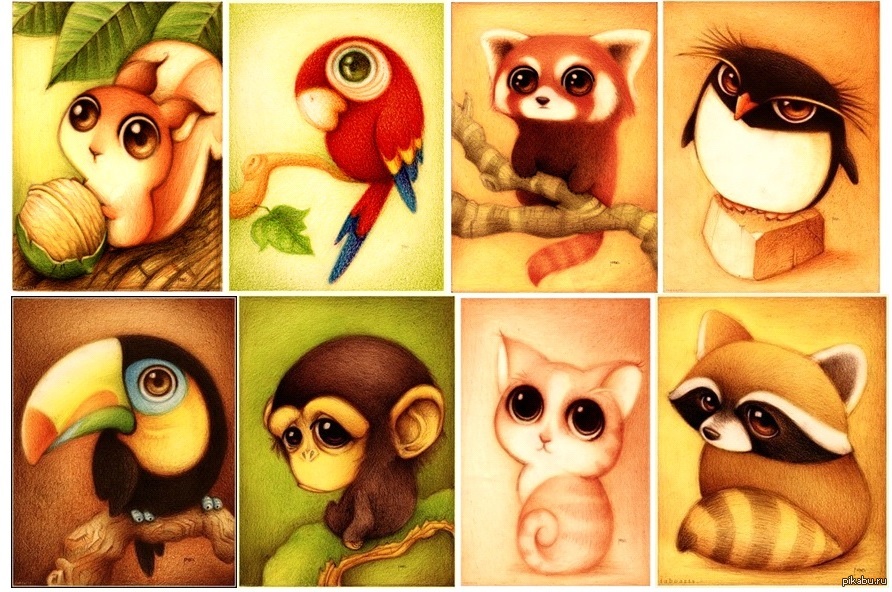 Картинки разных животных мультяшных