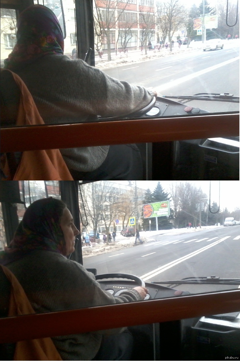 Made way :) - My, Trolleybus, Grandmother