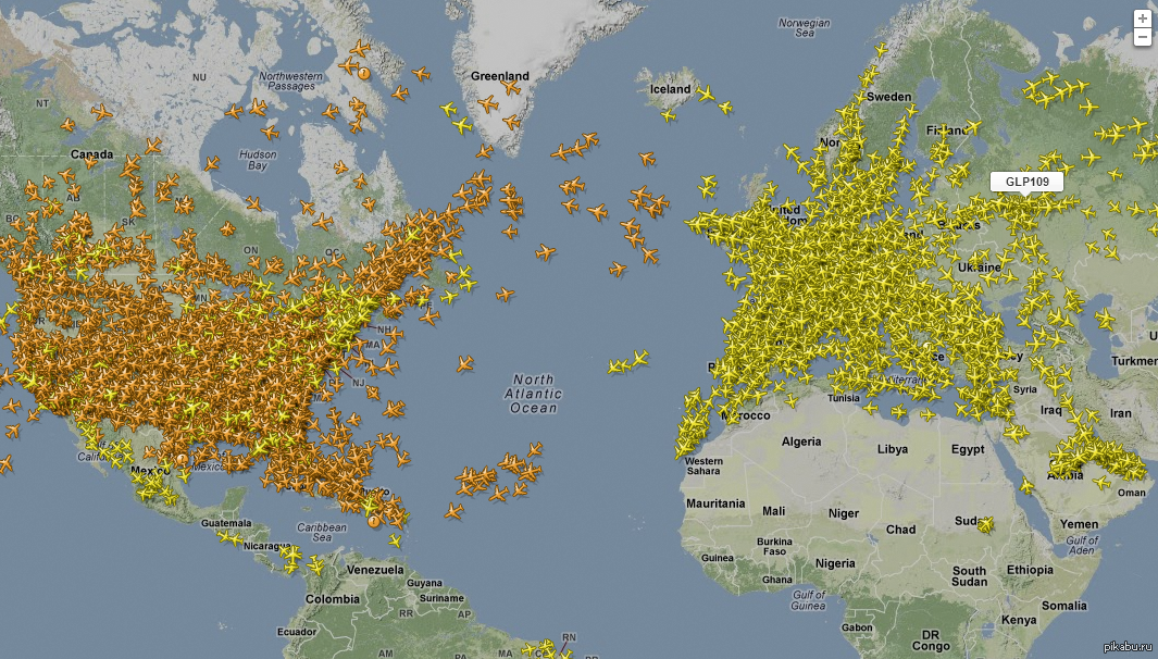 Карта наблюдения за самолетами онлайн