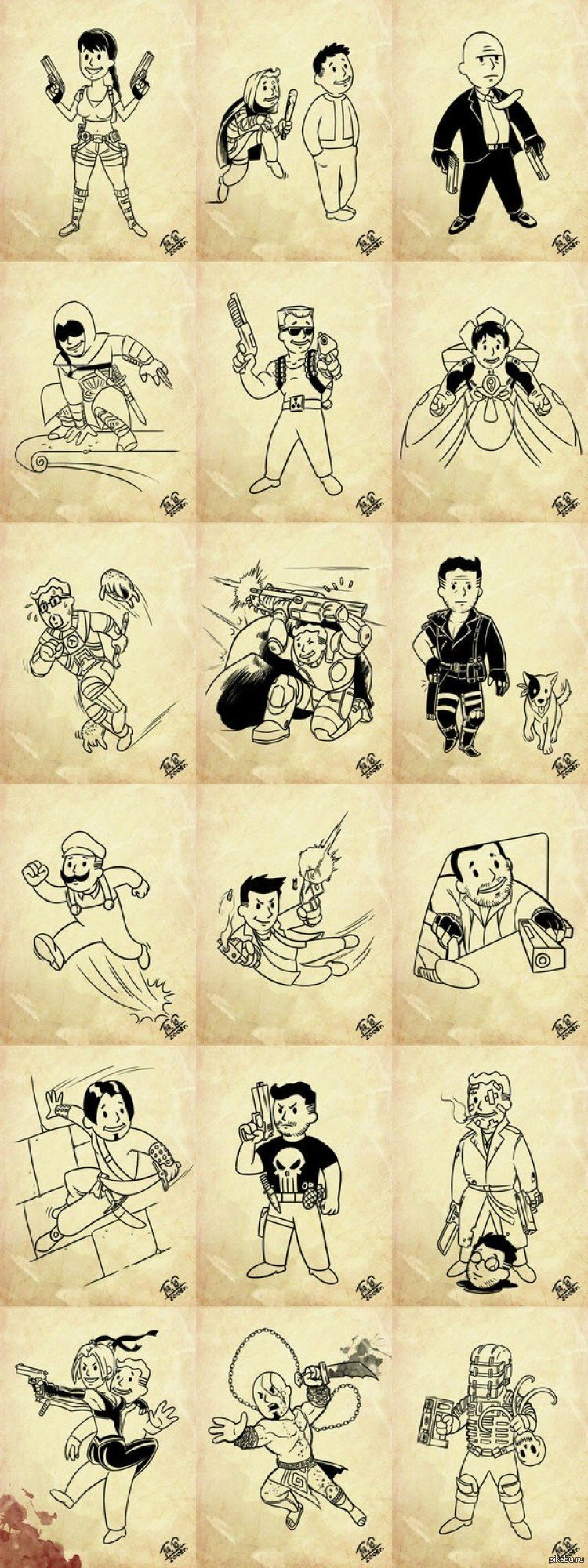 Герои компьютерных игр в стиле Fallout | Пикабу