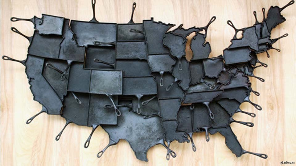 States of America made from frying pans - NSFW, My, Pan, USA, America, Idiocy, Free time, No girl