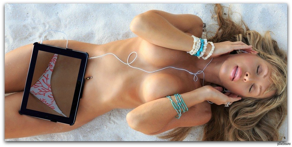 Alone with music - NSFW, Girls, Tablet, Music, Beach, Sand