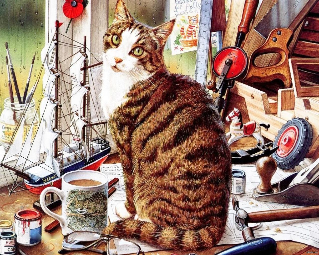 Кошки художника. Художник Charles Wysocki коты. Джеффри Тристрам художник.