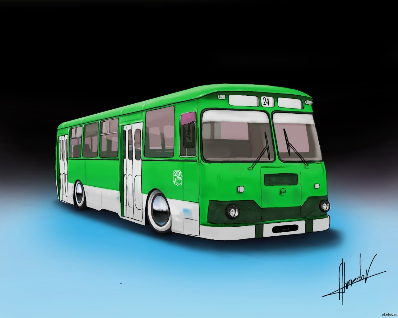Автобус ЛИАЗ 677 рисунок