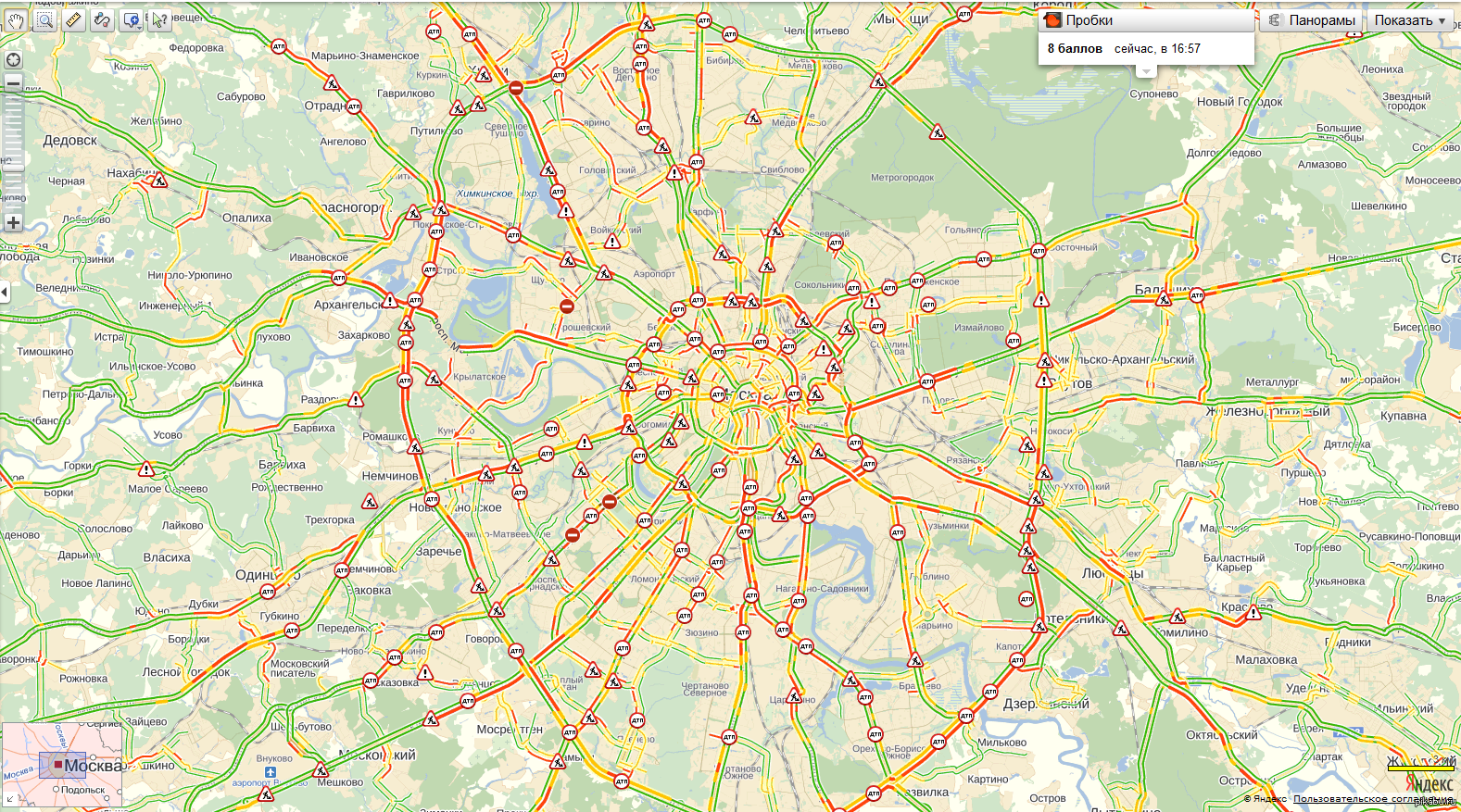 Карта Москвы пробки
