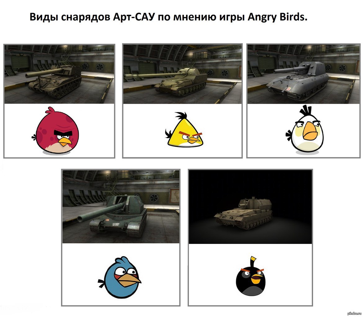 Виды снарядов АРТ-САУ по мнению Angry Birds | Пикабу