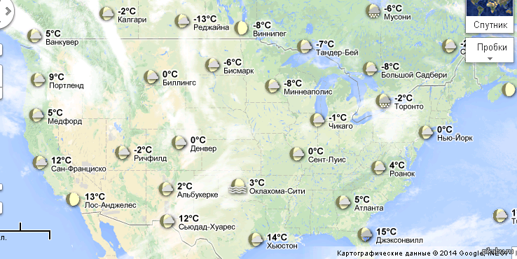 Карта погоды сша