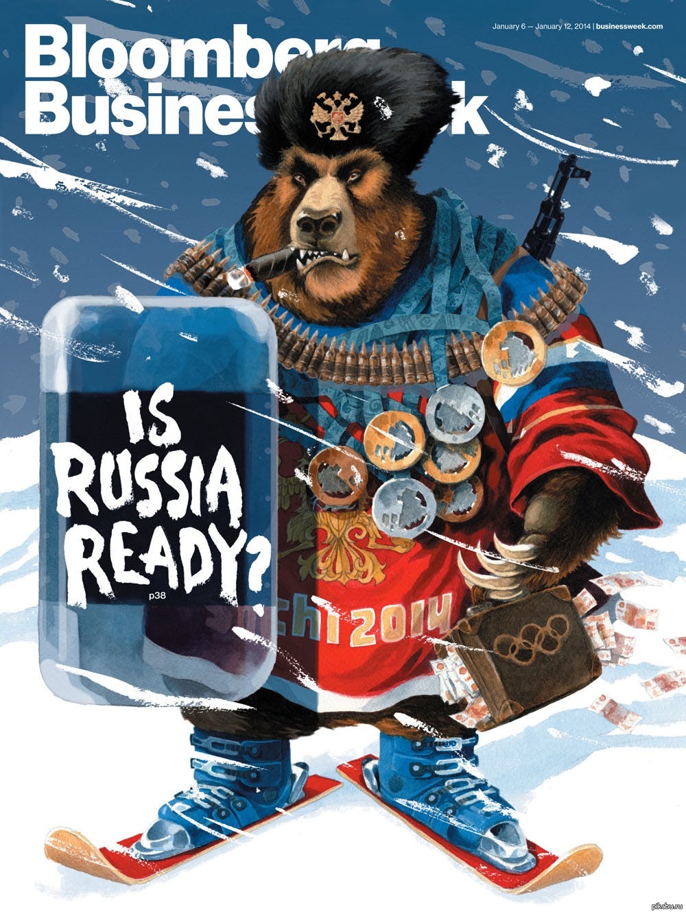 Обложка Bloomberg Businessweek, тема номера - Готова ли Россия к Олимпиаде?  | Пикабу